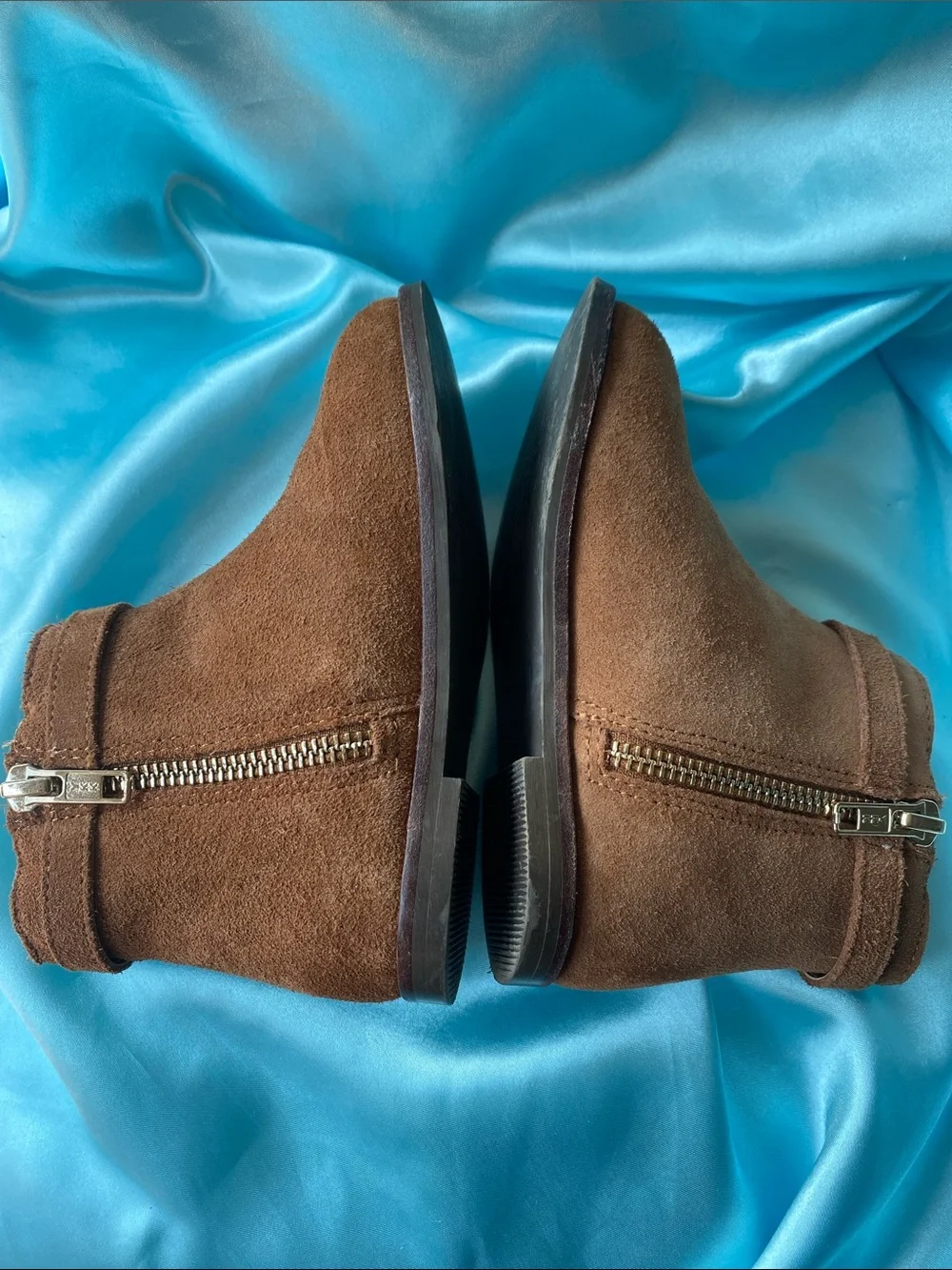 Janie and Jack Brown Suede Ankle Boots with Gold Accent